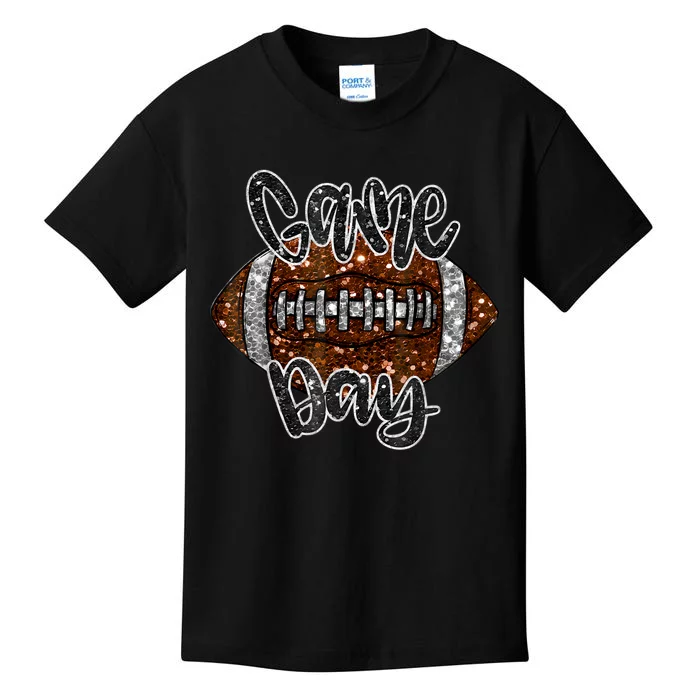 Game Day Football Bling Bling Football Lover Fall Autumn Kids T-Shirt