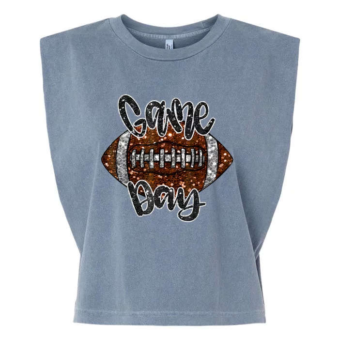 Game Day Football Bling Bling Football Lover Fall Autumn Garment-Dyed Women's Muscle Tee