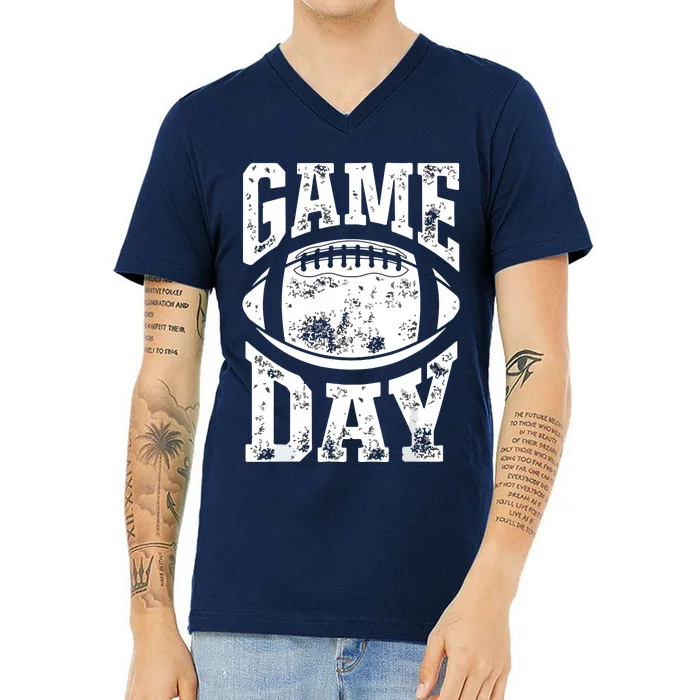 Game Day Football Season Funny Team Sports Vintage V-Neck T-Shirt