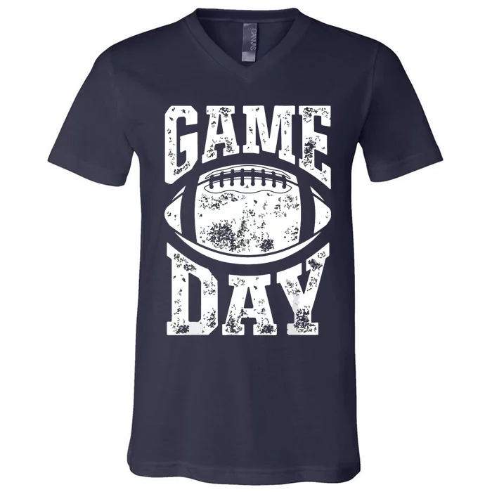 Game Day Football Season Funny Team Sports Vintage V-Neck T-Shirt