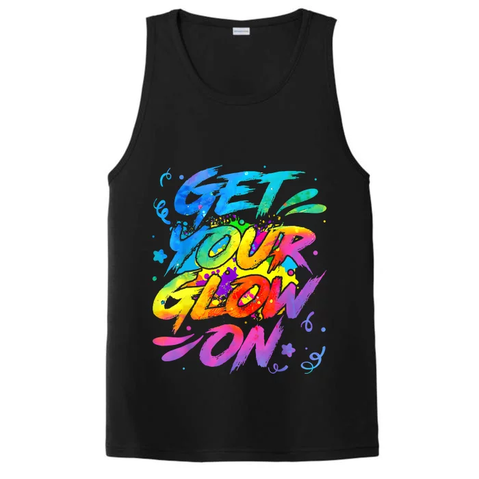 Glow Design For Girl Boy And Adults In Bright Colors 80 Theme Performance Tank