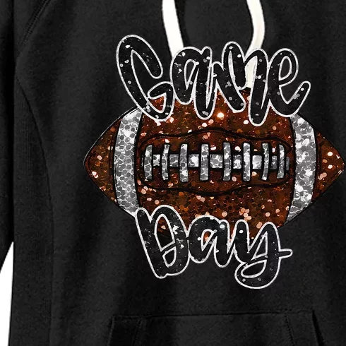 Game Day Football Bling Bling Football Lover Fall Autumn Gift Women's Fleece Hoodie