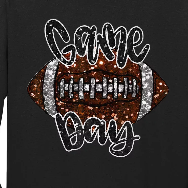 Game Day Football Bling Bling Football Lover Fall Autumn Gift Tall Long Sleeve T-Shirt