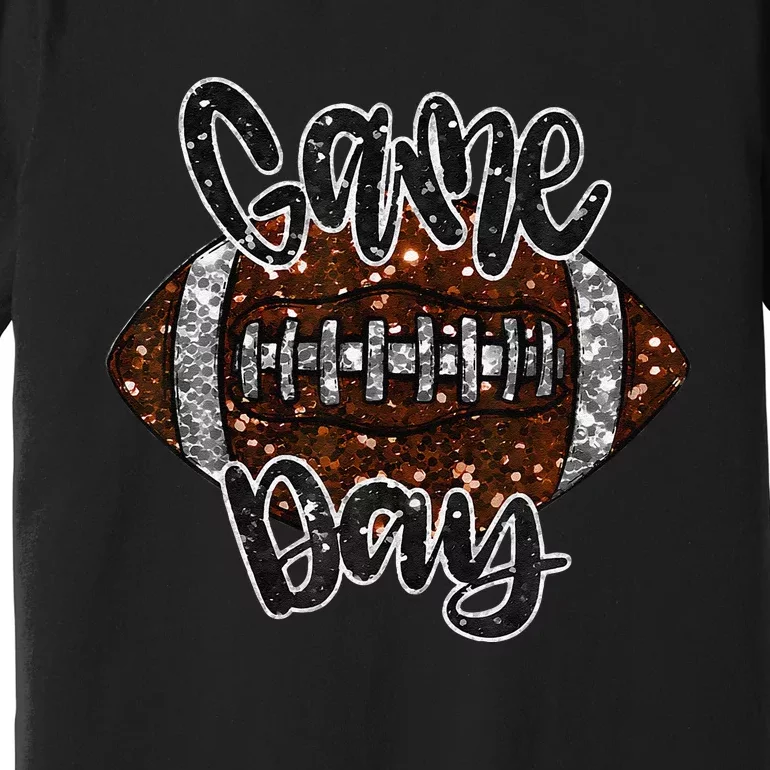 Game Day Football Bling Bling Football Lover Fall Autumn Gift Premium T-Shirt