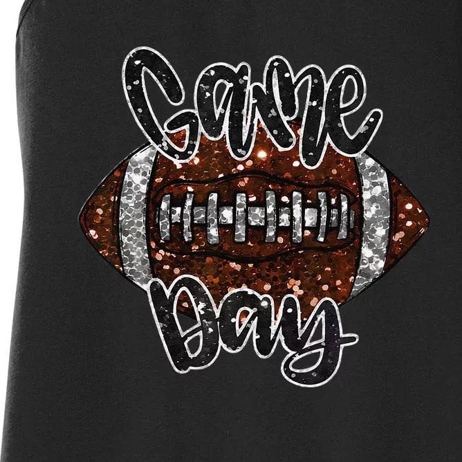 Game Day Football Bling Bling Football Lover Fall Autumn Gift Women's Racerback Tank