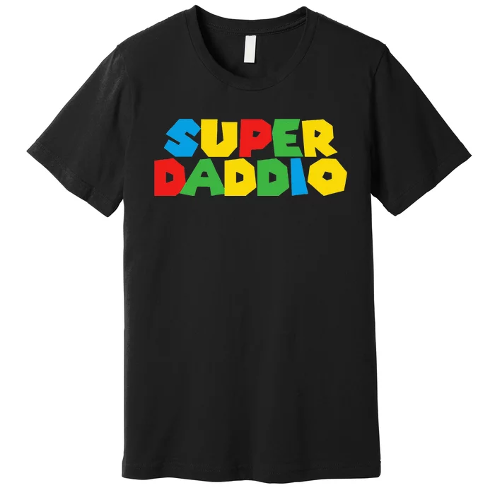 Gamer Daddio Funny Super Dad Funny Fathers From Wife Premium T-Shirt