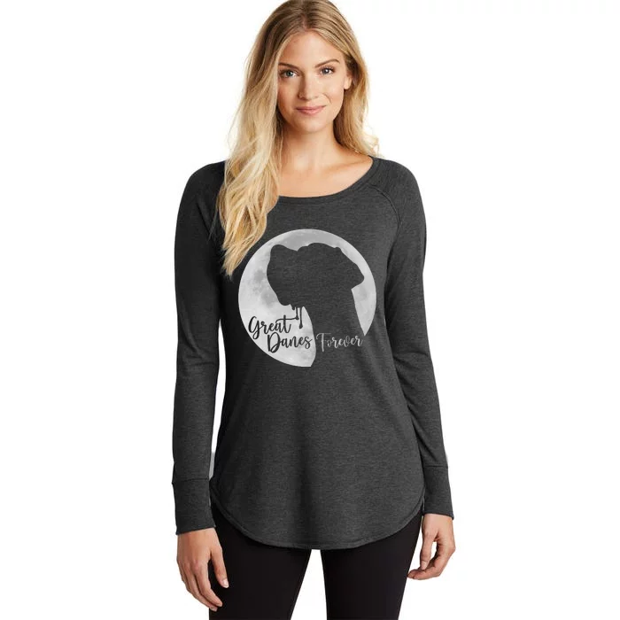 Greate Danes Forever - Great Dane Profile Moon Women's Perfect Tri Tunic Long Sleeve Shirt