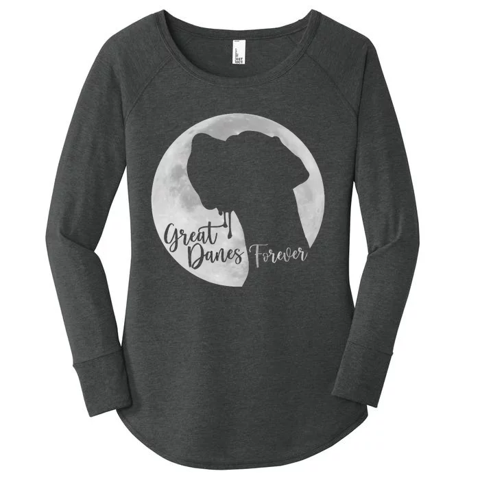 Greate Danes Forever - Great Dane Profile Moon Women's Perfect Tri Tunic Long Sleeve Shirt