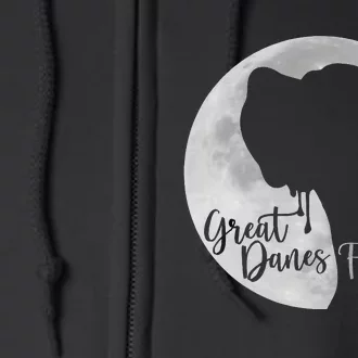 Greate Danes Forever - Great Dane Profile Moon Full Zip Hoodie