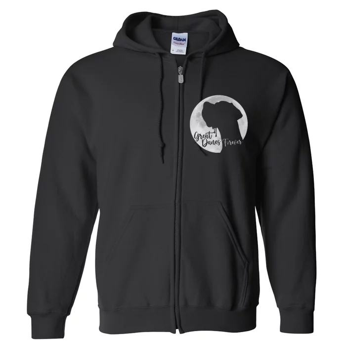 Greate Danes Forever - Great Dane Profile Moon Full Zip Hoodie