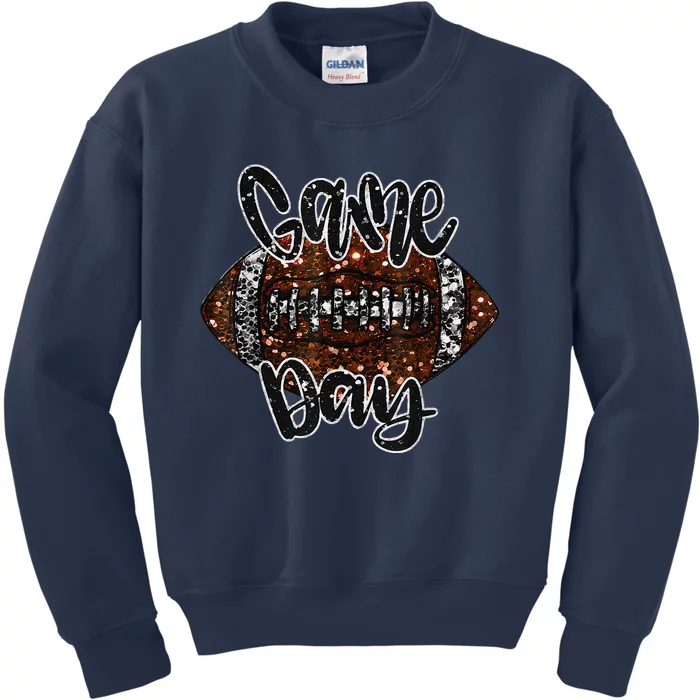 Game Day Football Bling Bling Football Lover Kids Sweatshirt