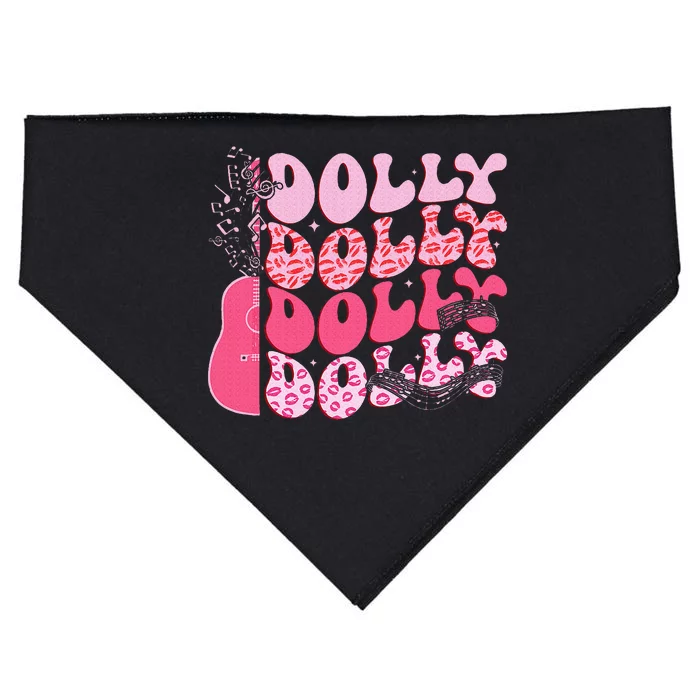 Groovy Dolly First Name Guitar Pink Cowgirl Western USA-Made Doggie Bandana