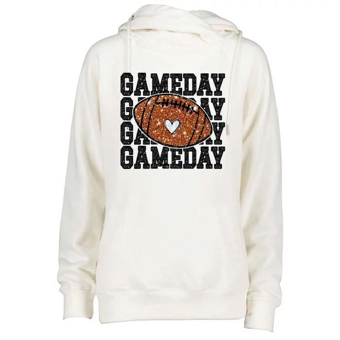 Game Day Football Bling Bling Football Lover Trendy Womens Funnel Neck Pullover Hood