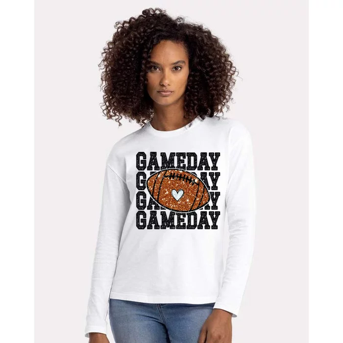 Game Day Football Bling Bling Football Lover Trendy Womens Cotton Relaxed Long Sleeve T-Shirt