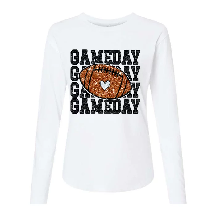 Game Day Football Bling Bling Football Lover Trendy Womens Cotton Relaxed Long Sleeve T-Shirt