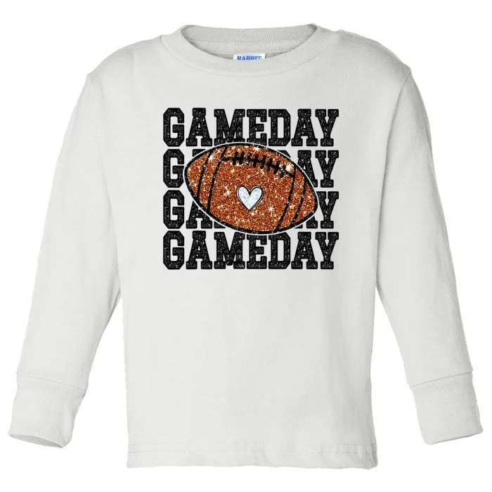 Game Day Football Bling Bling Football Lover Trendy Toddler Long Sleeve Shirt