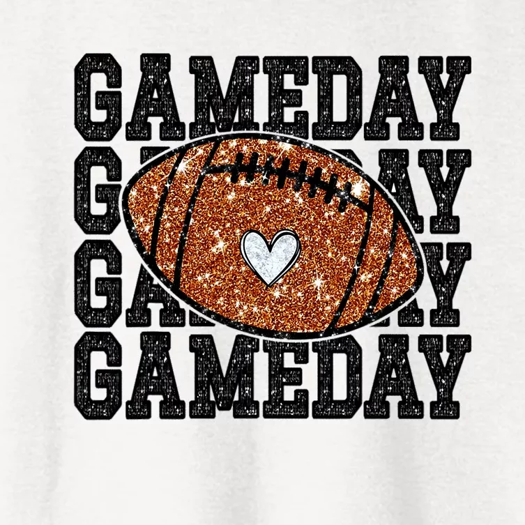 Game Day Football Bling Bling Football Lover Trendy Women's Crop Top Tee