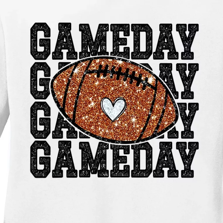 Game Day Football Bling Bling Football Lover Trendy Ladies Long Sleeve Shirt