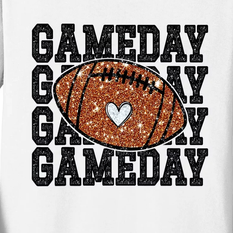 Game Day Football Bling Bling Football Lover Trendy Kids Long Sleeve Shirt