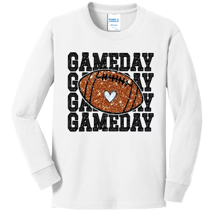 Game Day Football Bling Bling Football Lover Trendy Kids Long Sleeve Shirt