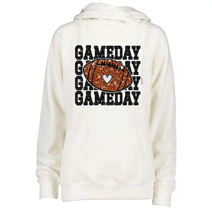 Game Day Football Bling Bling Football Lover Trendy Gift Womens Funnel Neck Pullover Hood