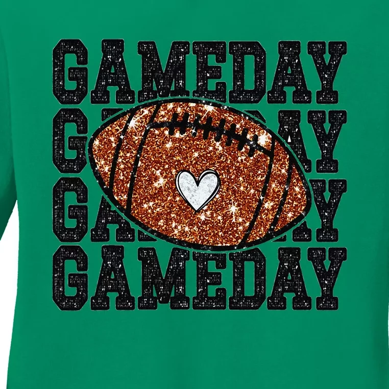 Game Day Football Bling Bling Football Lover Trendy Gift Ladies Long Sleeve Shirt