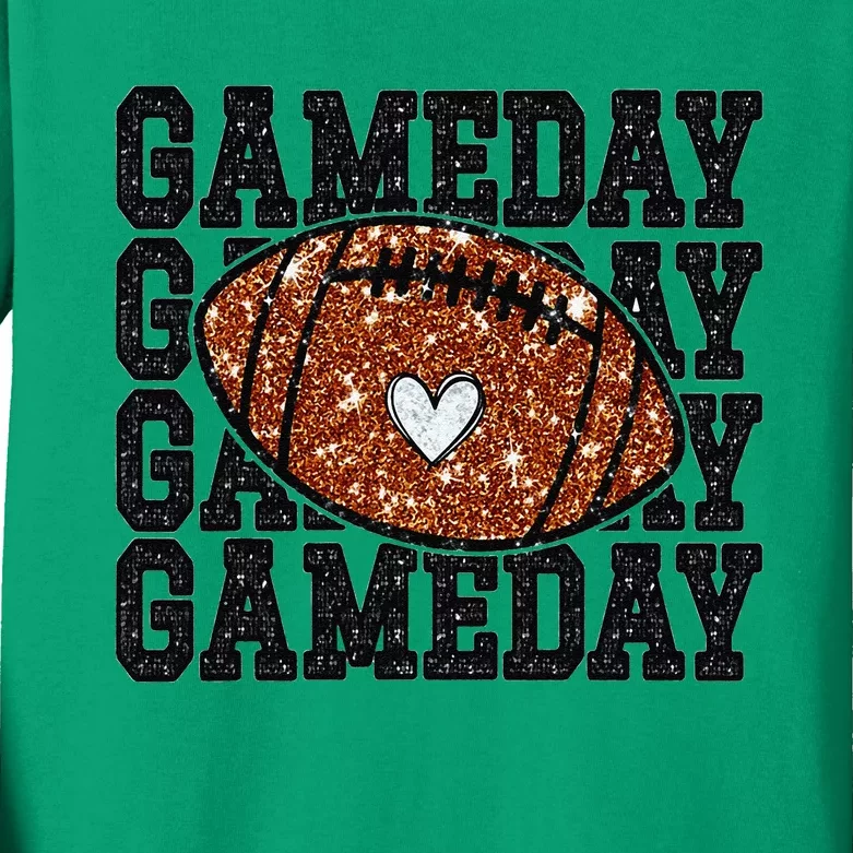 Game Day Football Bling Bling Football Lover Trendy Gift Kids Long Sleeve Shirt