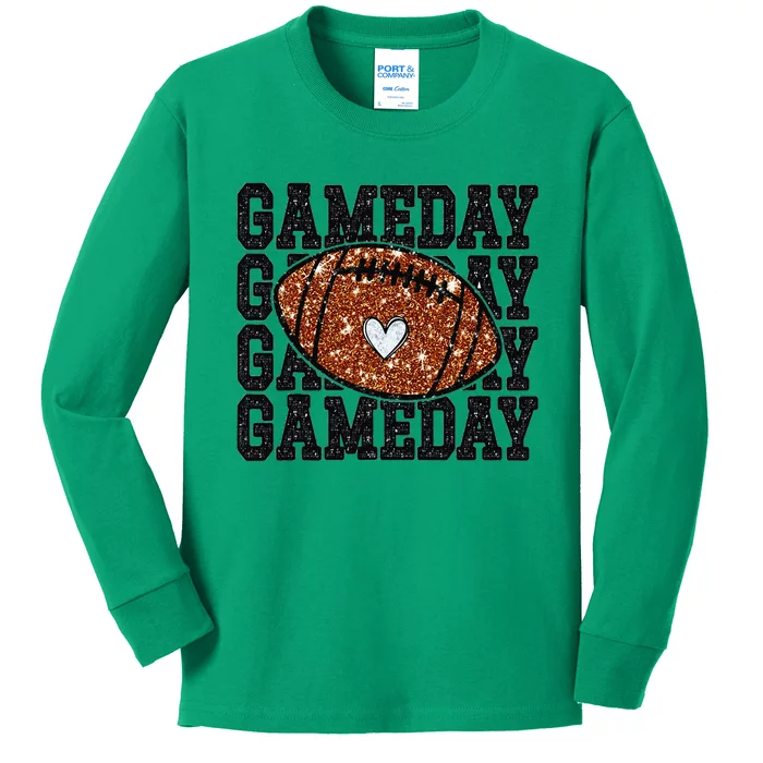 Game Day Football Bling Bling Football Lover Trendy Gift Kids Long Sleeve Shirt