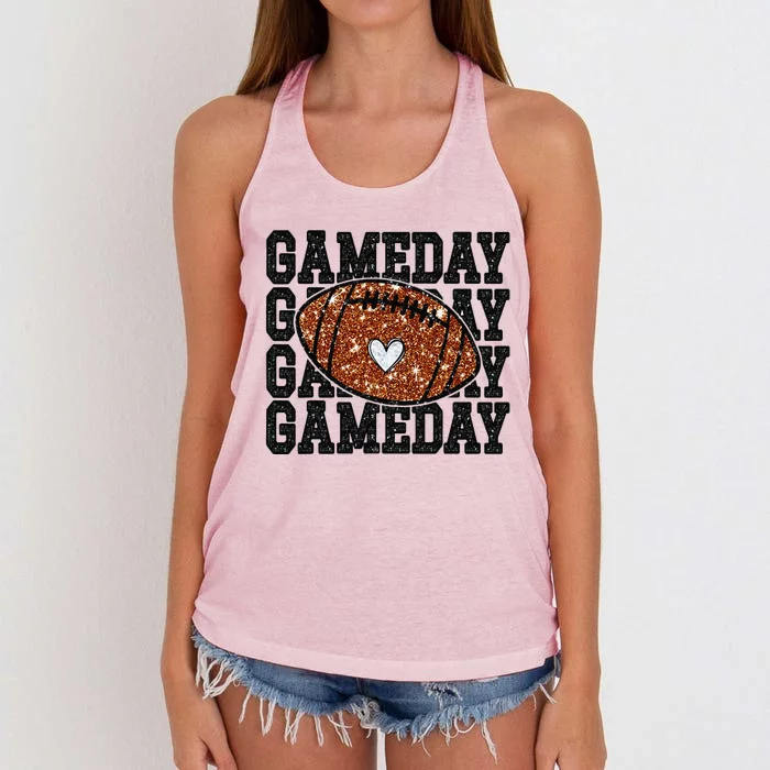 Game Day Football Bling Bling Football Lover Trendy Gift Women's Knotted Racerback Tank