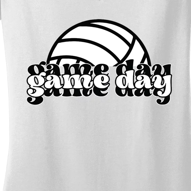 Game Day Funny Team Sports Volleyball Mom Dad Coach Women's V-Neck T-Shirt