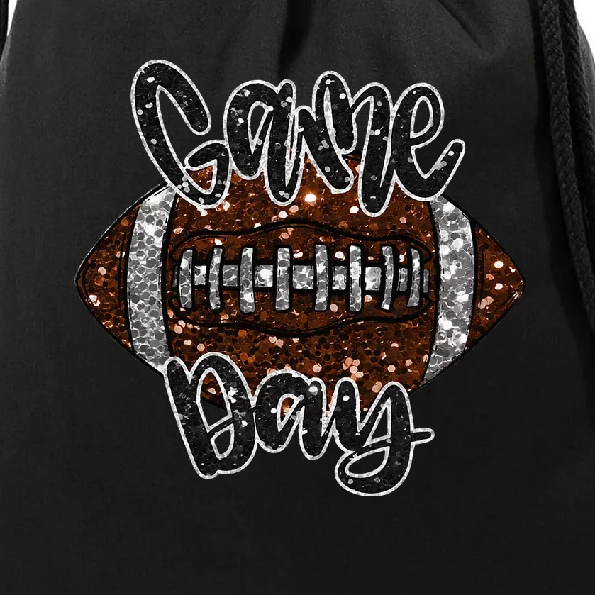 Game Day Football Bling Bling Football Lover Fall Autumn Drawstring Bag