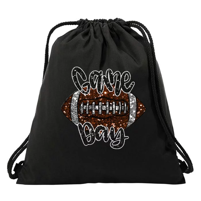 Game Day Football Bling Bling Football Lover Fall Autumn Drawstring Bag