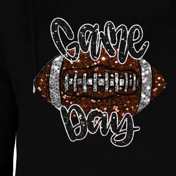 Game Day Football Bling Bling Football Lover Fall Autumn Womens Funnel Neck Pullover Hood