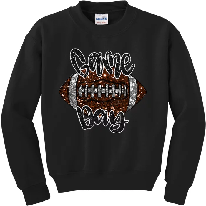 Game Day Football Bling Bling Football Lover Fall Autumn Kids Sweatshirt