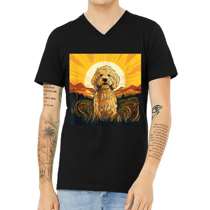 Goldendoodle Dood Funny Doodle Dog Golden Doodle V-Neck T-Shirt