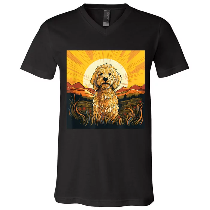 Goldendoodle Dood Funny Doodle Dog Golden Doodle V-Neck T-Shirt