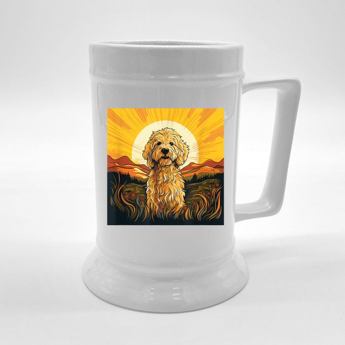 Goldendoodle Dood Funny Doodle Dog Golden Doodle Front & Back Beer Stein