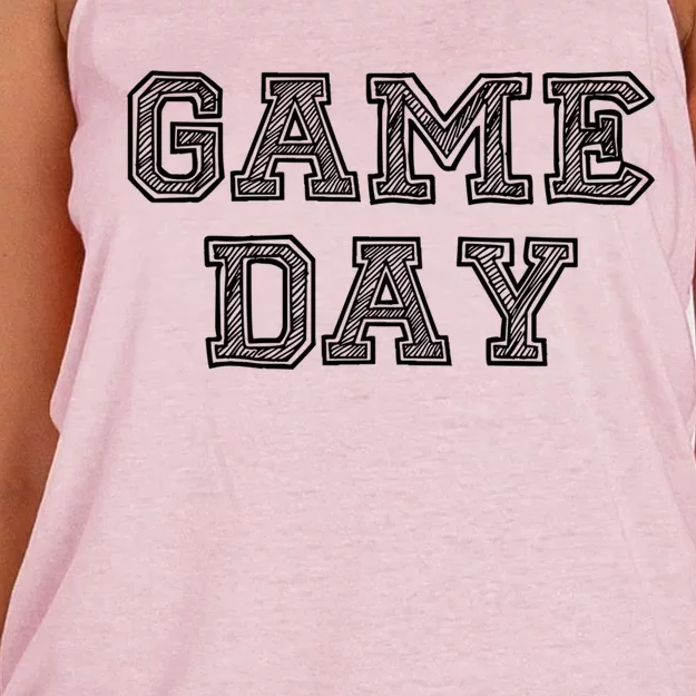 Game Day For Sport Football Basketball Baseball Fans Gift Women's Knotted Racerback Tank