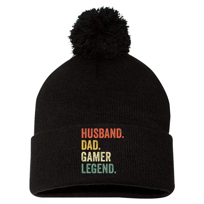 Gamer Dad Funny Husband Dad Video Game Legend FatherS Day Pom Pom 12in Knit Beanie