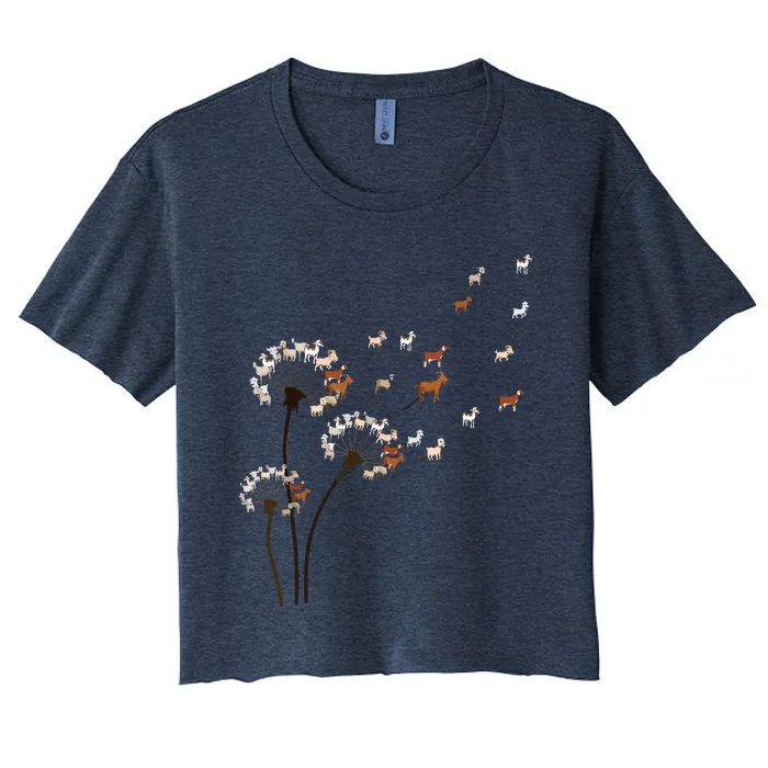 Goat Dandelion Flower Funny Animals Lovers Tee For Men Women Women's Crop Top Tee