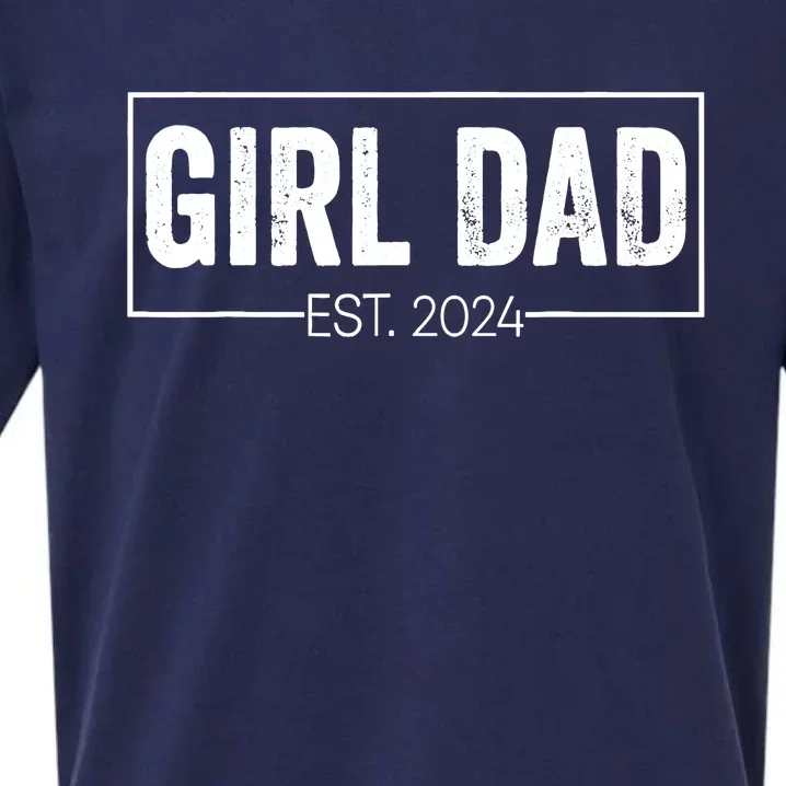 Girl Dad Fathers Day Est 2024 Sueded Cloud Jersey T-Shirt