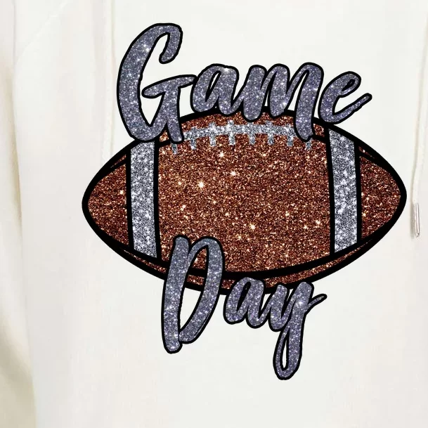 Game Day Festive Cute Football Womens Funnel Neck Pullover Hood