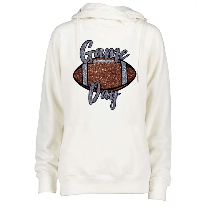 Game Day Festive Cute Football Womens Funnel Neck Pullover Hood