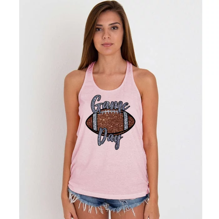 Game Day Festive Cute Football Women's Knotted Racerback Tank