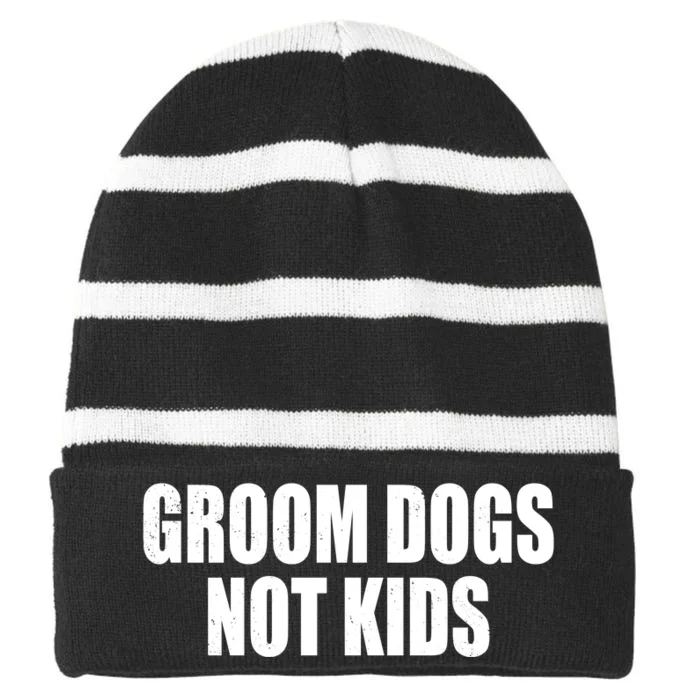 Groom Dogs Funny Dog Groomer Striped Beanie with Solid Band