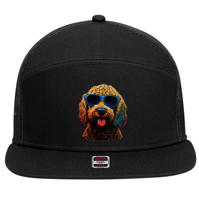 Goldendoodle Dood Funny Doodle Dog Golden Doodle 7 Panel Mesh Trucker Snapback Hat