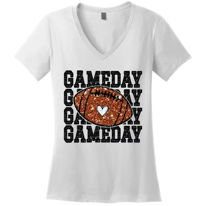 Game Day Football Lover Trendy Women's V-Neck T-Shirt