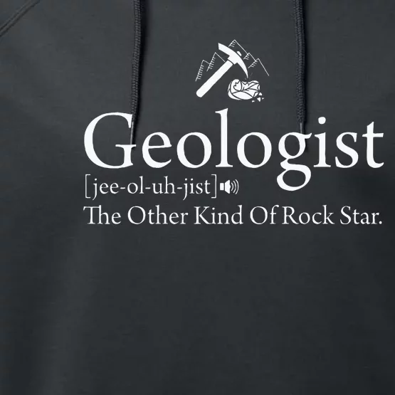 Geologist Definition Funny Rock Star Geology Performance Fleece Hoodie