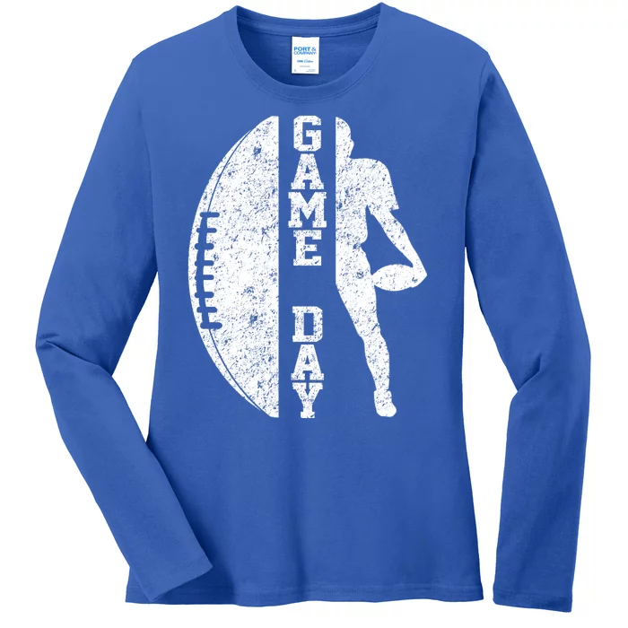 Game Day Football Vintage Sport Ladies Long Sleeve Shirt