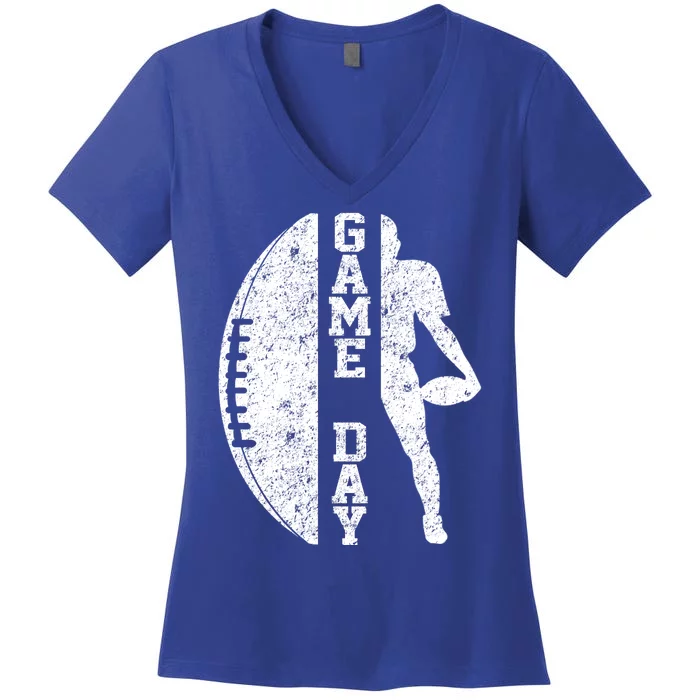 Game Day Football Vintage Sport Women's V-Neck T-Shirt